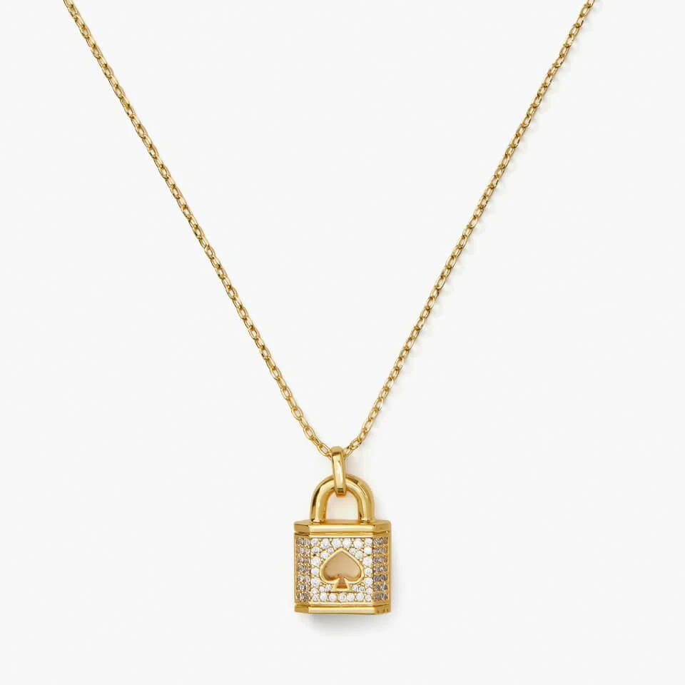 商品Kate Spade|Kate Spade New York Lock and Spade Gold-Tone and Cubic Zirconia Pavé Necklace,价格¥565,第2张图片详细描述