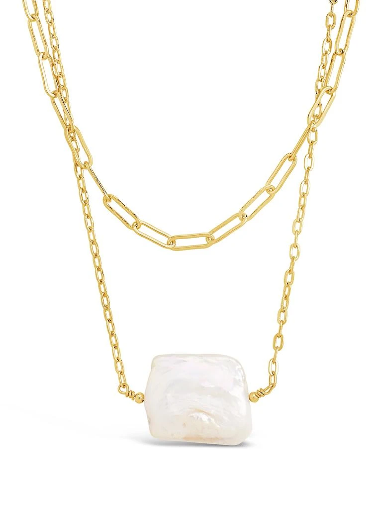 商品Sterling Forever|Chain Link and Pearl Layered Necklace,价格¥174,第1张图片