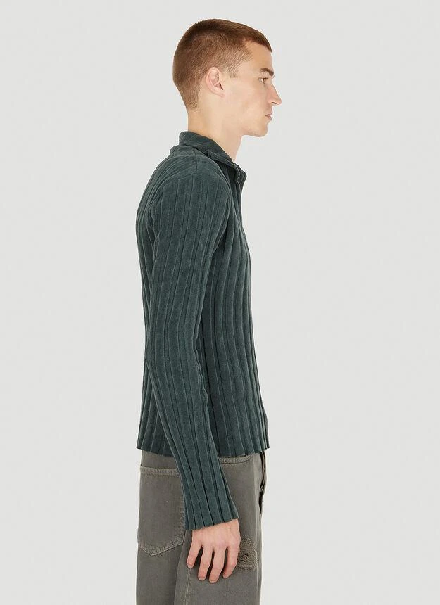 商品Acne Studios|Velour Polo Top in Green,价格¥2840,第3张图片详细描述