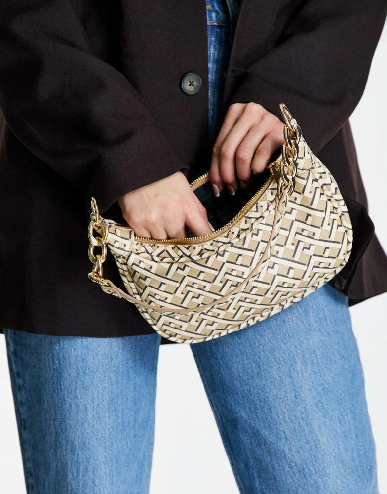 商品ASOS|ASOS DESIGN shoulder bag with hardware detail in monogram ,价格¥93,第3张图片详细描述