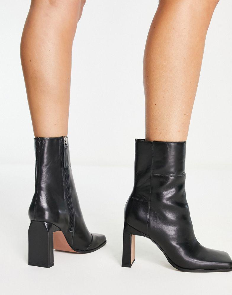 ASOS DESIGN Envy leather high-heeled boots in black商品第2张图片规格展示
