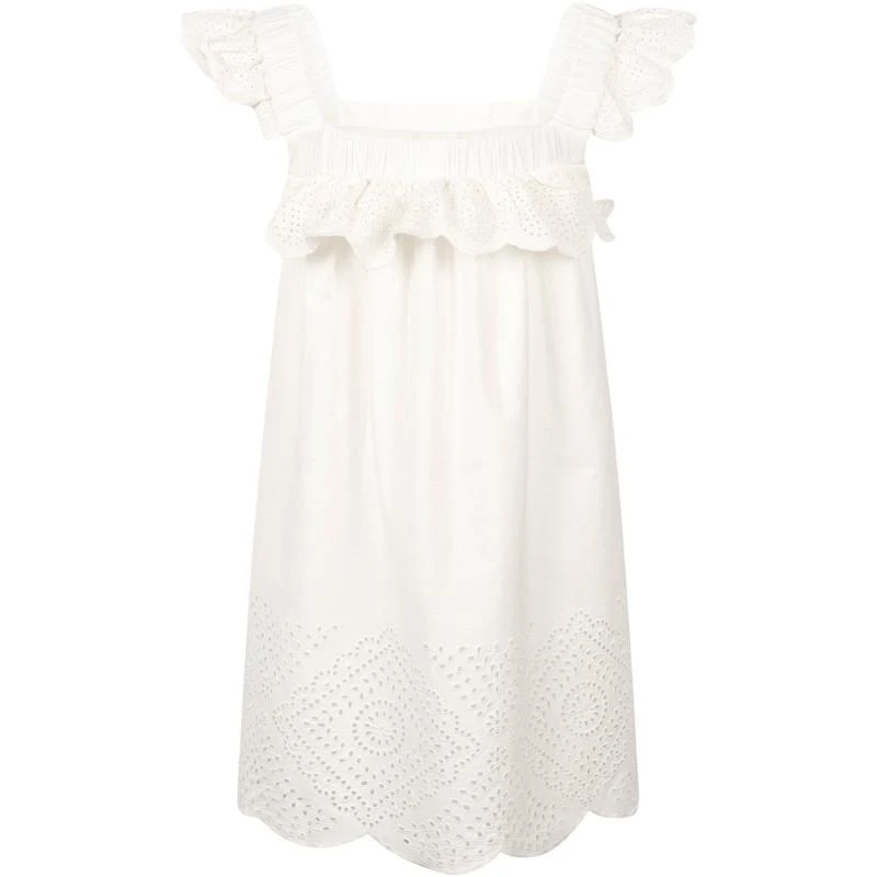 商品Sea|Ruffled and perforated cotton dress in white,价格¥1498,第2张图片详细描述