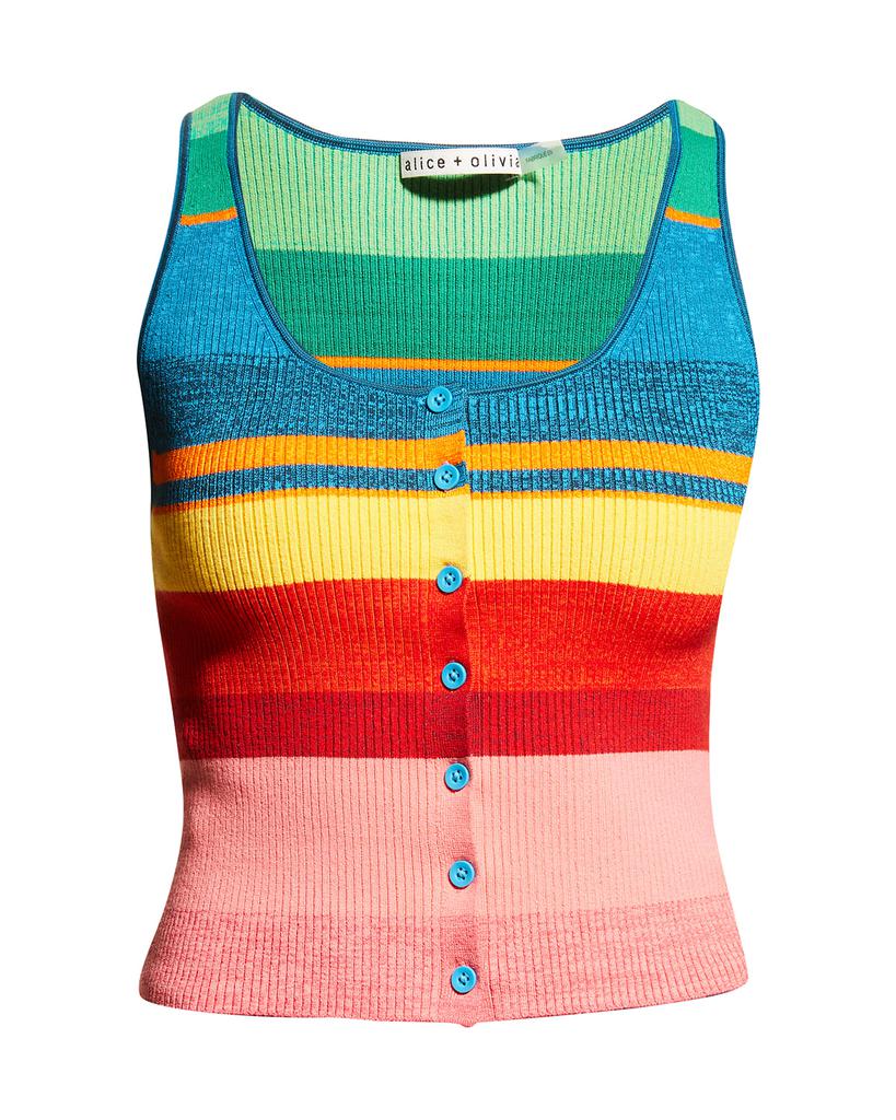 Daryn Striped Button-Front Sweater Tank商品第2张图片规格展示