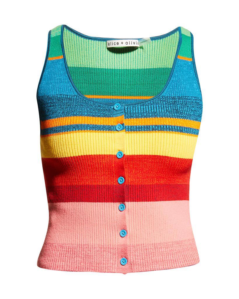 商品Alice + Olivia|Daryn Striped Button-Front Sweater Tank,价格¥708,第4张图片详细描述