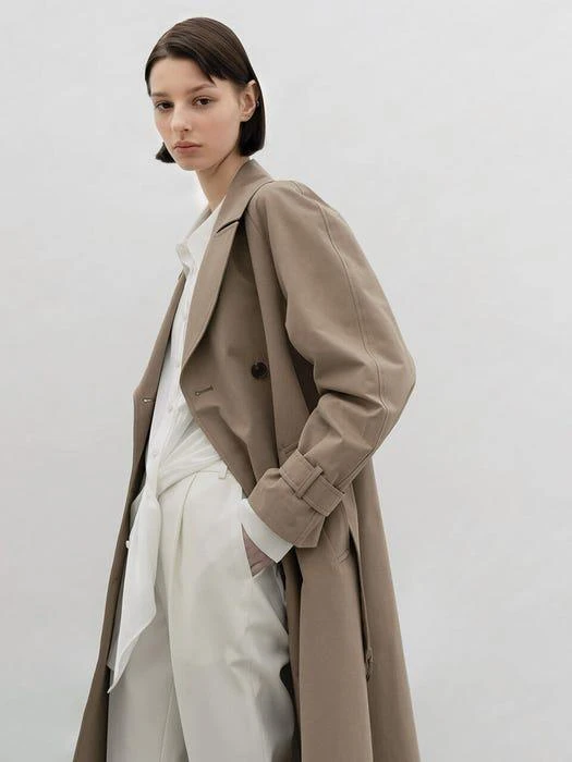 商品AVA MOLLI|Cotton Blend Trench Coat_Brown,价格¥1996,第3张图片详细描述