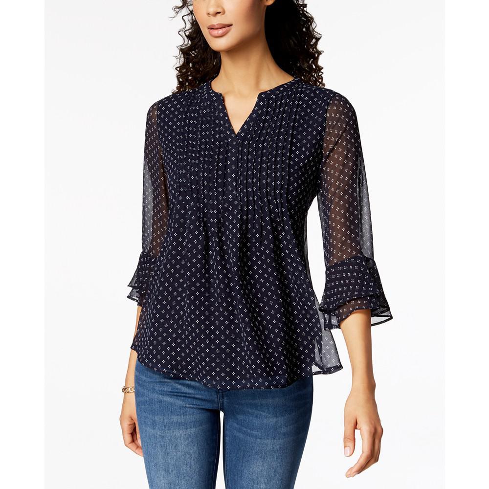 商品Charter Club|Women's Printed Pintuck Top, Created for Macy's,价格¥486,第1张图片