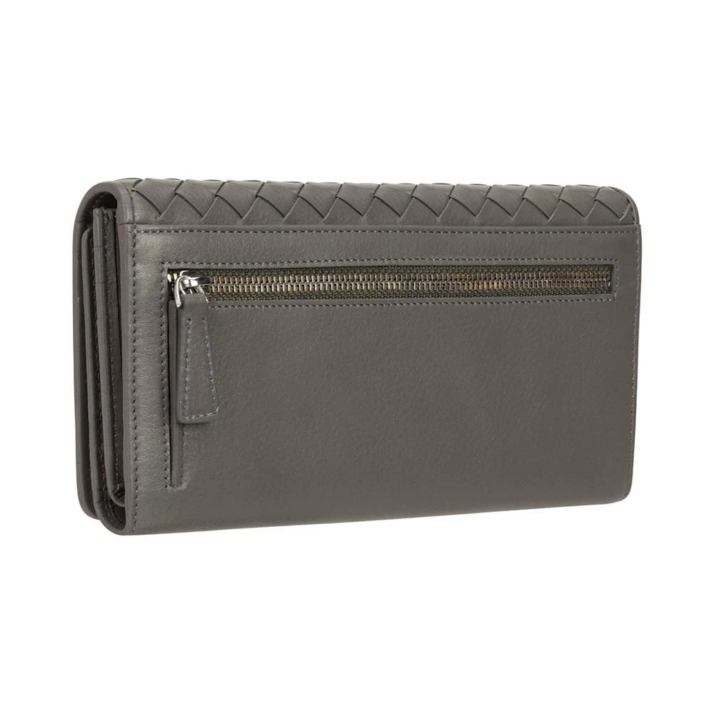 商品Mancini Leather Goods|Women's Basket Weave Collection RFID Secure Trifold Wallet,价格¥771,第3张图片详细描述