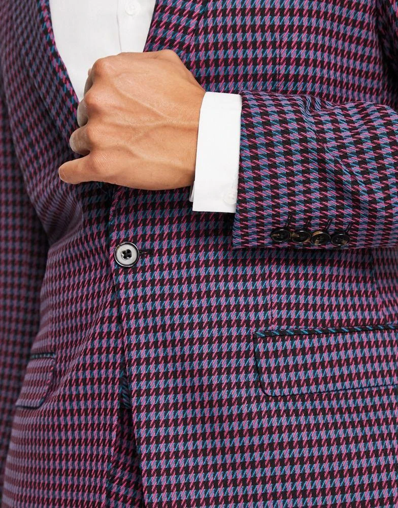 商品ASOS|ASOS DESIGN skinny suit jacket in purple houndstooth twill,价格¥808,第3张图片详细描述