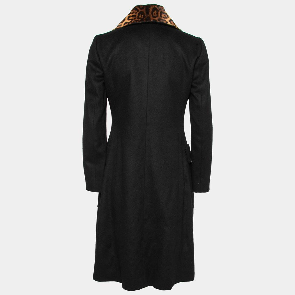 Gucci Black Wool Detachable Collar Double-Breasted Coat S商品第2张图片规格展示