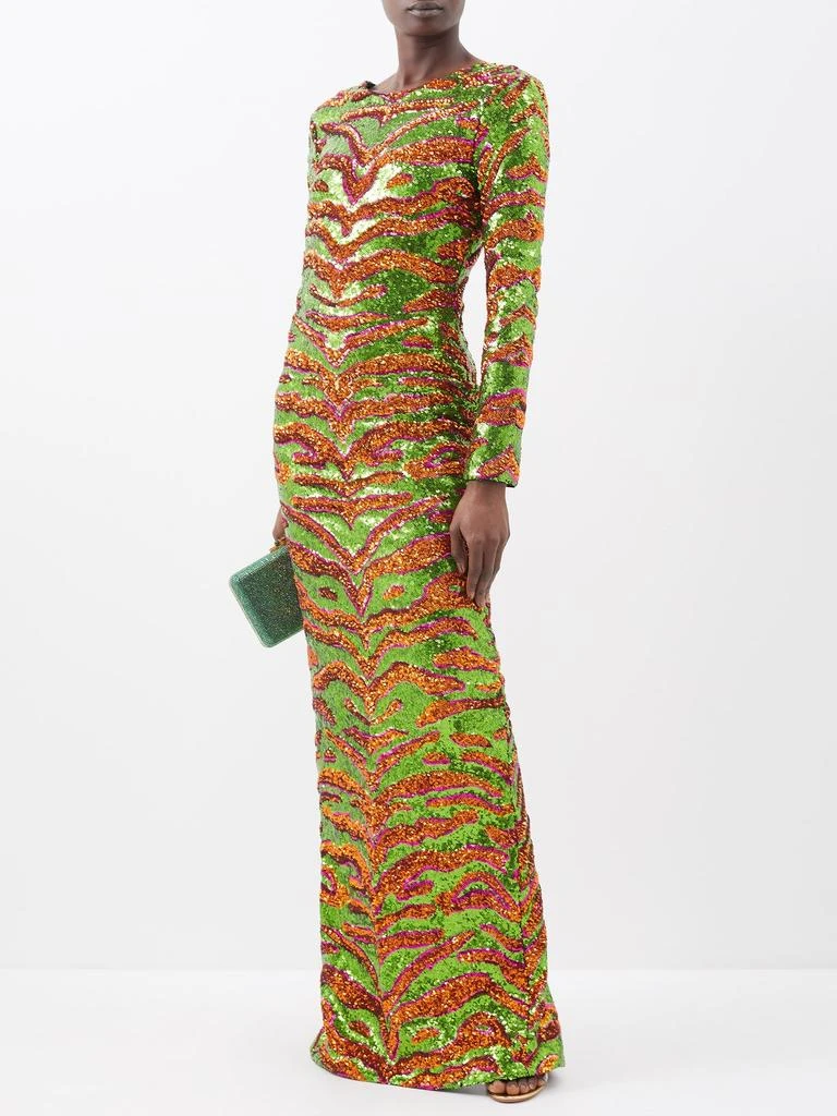 商品Halpern|Tiger-print backless sequinned gown,价格¥3099,第4张图片详细描述
