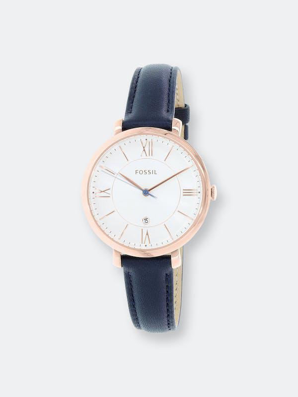 商品Fossil|Fossil Women's Jacqueline ES3843 Blue Leather Japanese Quartz Fashion Watch ONE SIZE,价格¥546,第1张图片