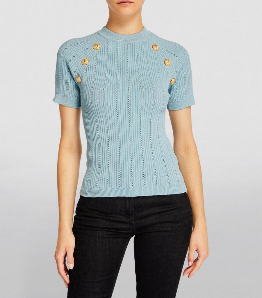 商品Balmain|Knitted Short-Sleeved Top,价格¥8383,第5张图片详细描述