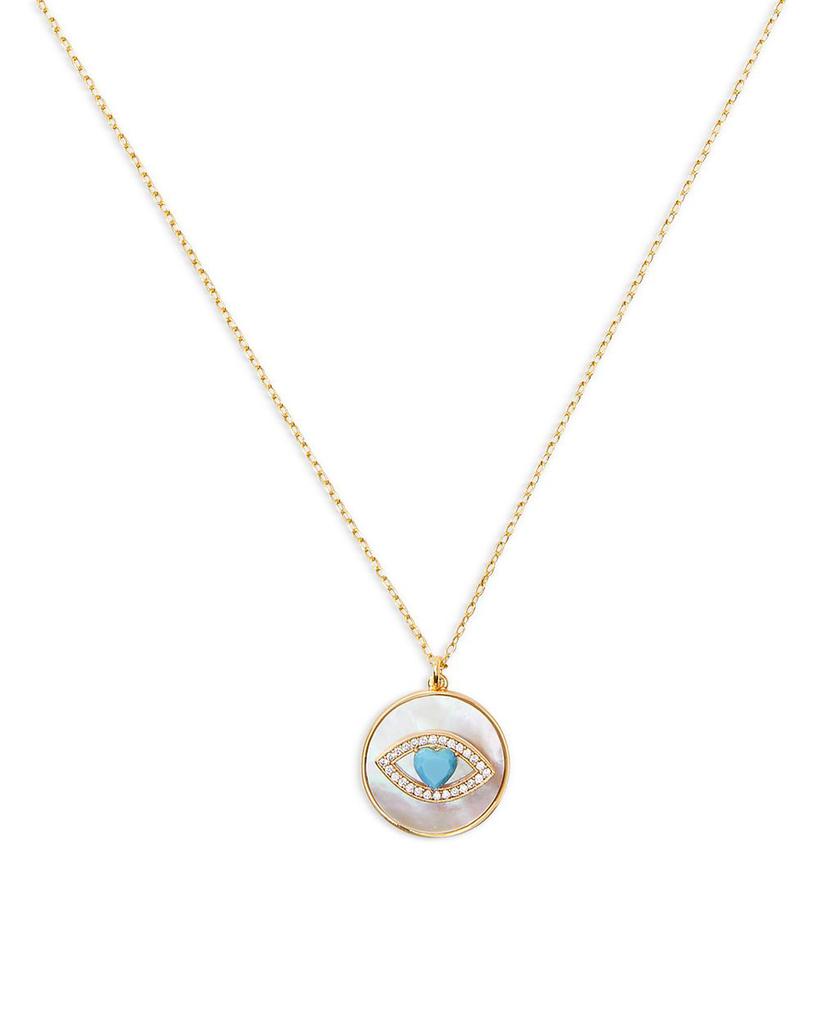 Lucky Charm Mother of Pearl Evil Eye Pendant Necklace商品第1张图片规格展示