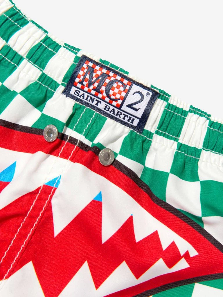 商品Mc2 Saint Barth|MC2 Saint Barth Green Boys Check Shark Attack Swim Shorts,价格¥698,第3张图片详细描述