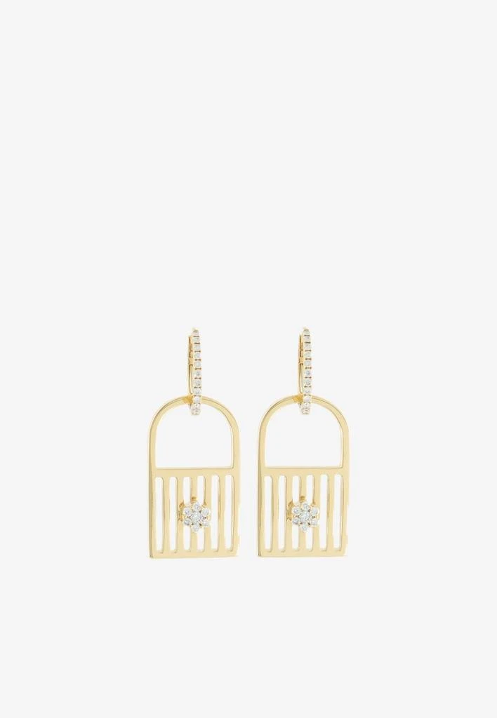 商品Djihan|Unlock My Heart Diamond Paved Earrings in 18-karat Yellow Gold,价格¥32486,第1张图片