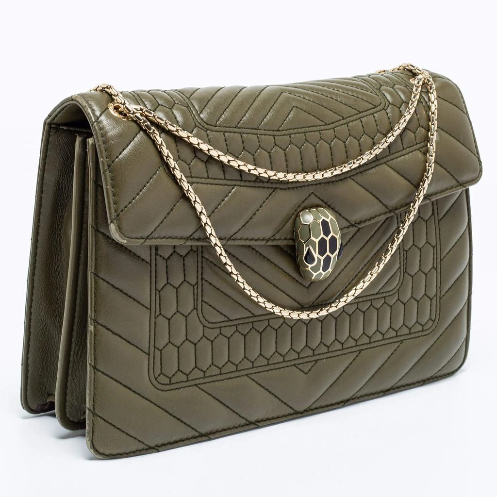 商品[二手商品] BVLGARI|Bvlgari Olive Green Quilted Scaglie Leather Medium Serpenti Forever Shoulder Bag,价格¥9667,第3张图片详细描述