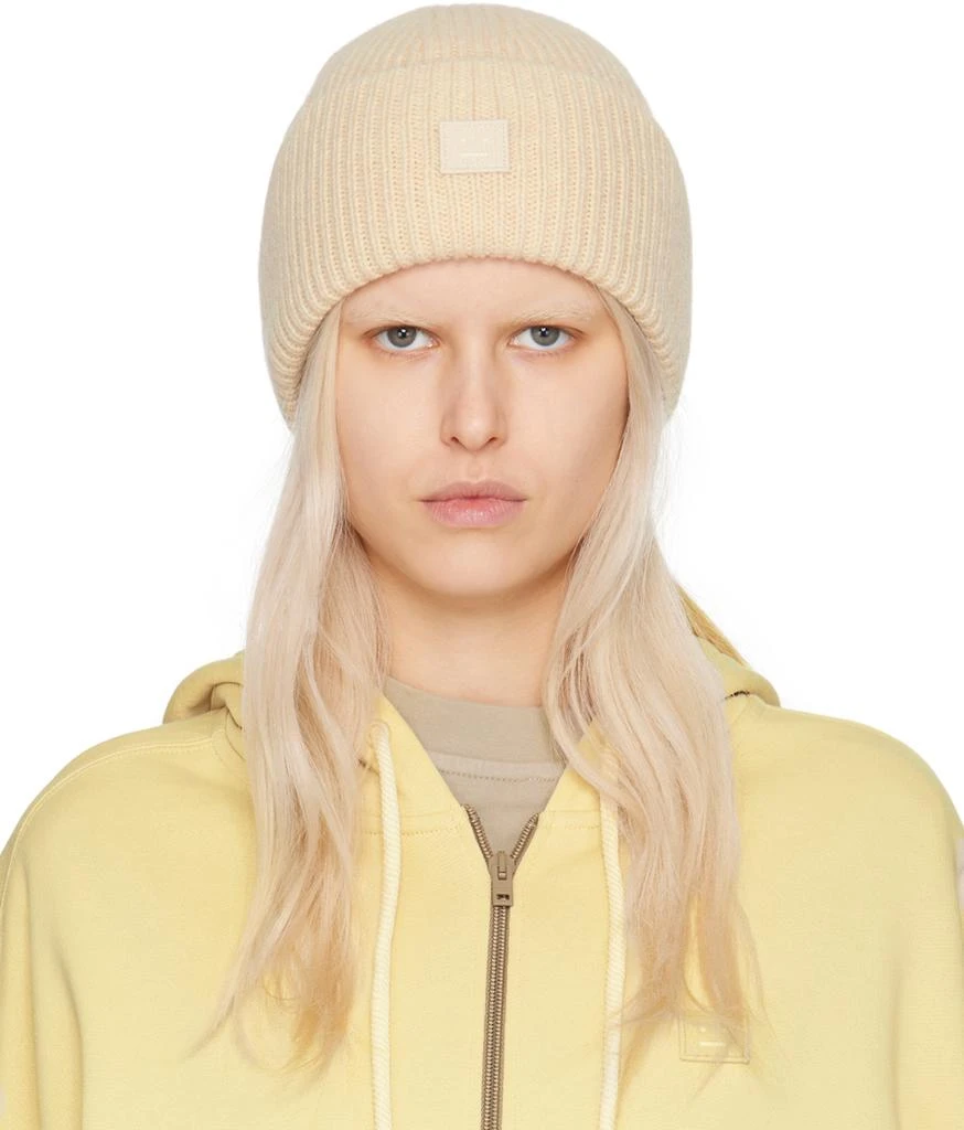 商品Acne Studios|Beige Small Face Logo Beanie,价格¥1342,第1张图片