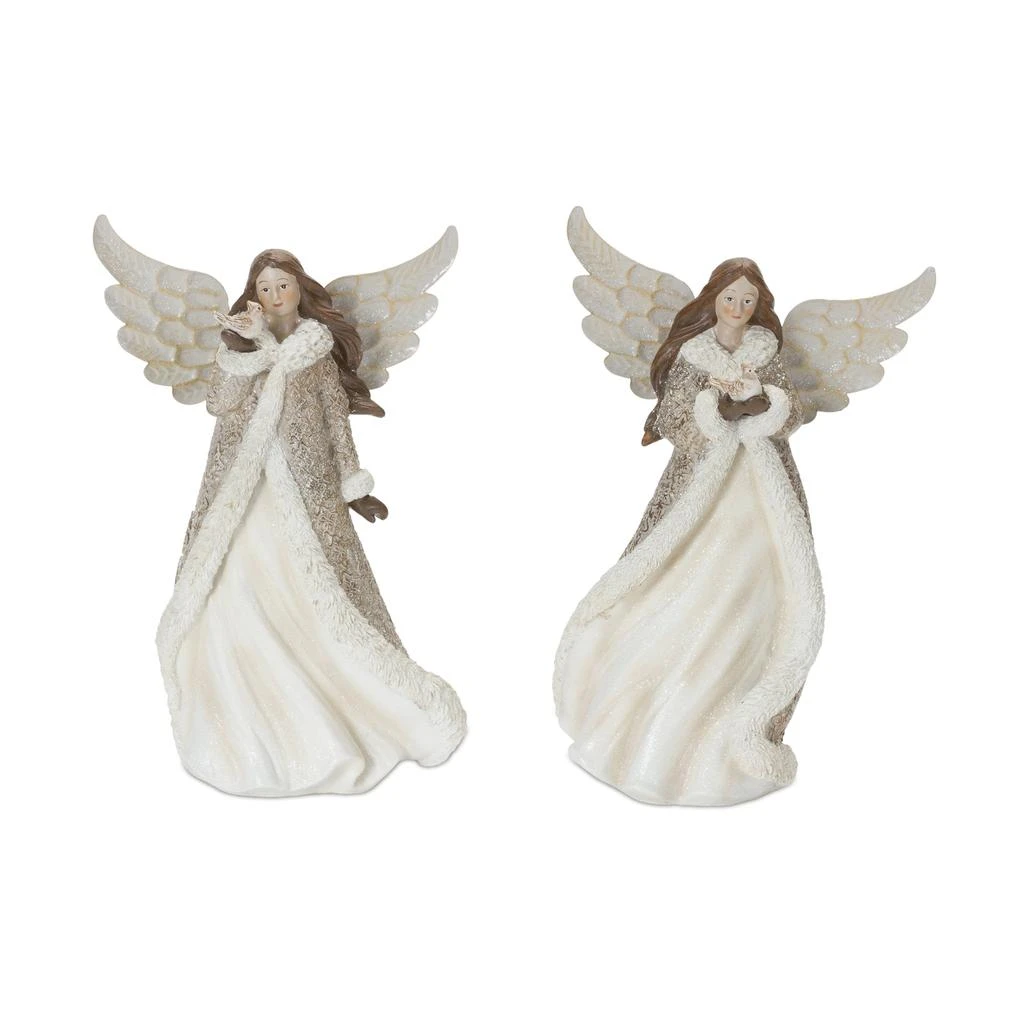 商品Melrose International|Winter Angel Figurine with Bird Accent (Set of 2) - Champagne; Brown,价格¥829,第1张图片