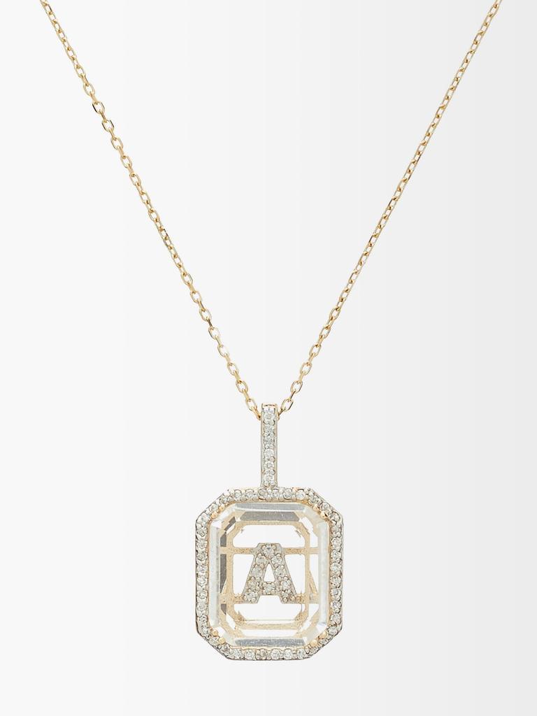 商品MATEO|Initials diamond, quartz & 14kt gold necklace A-M,价格¥15269,第1张图片