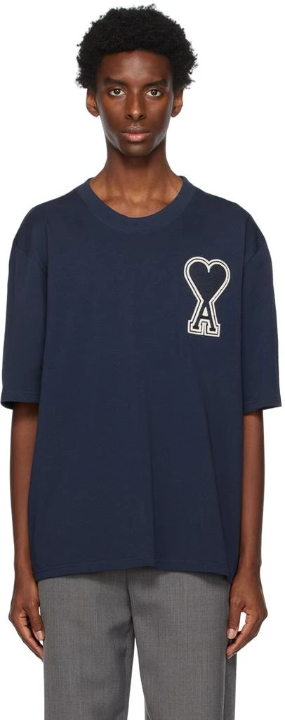 商品AMI|SSENSE Exclusive Navy Ami de Cœur T-Shirt,价格¥951,第1张图片