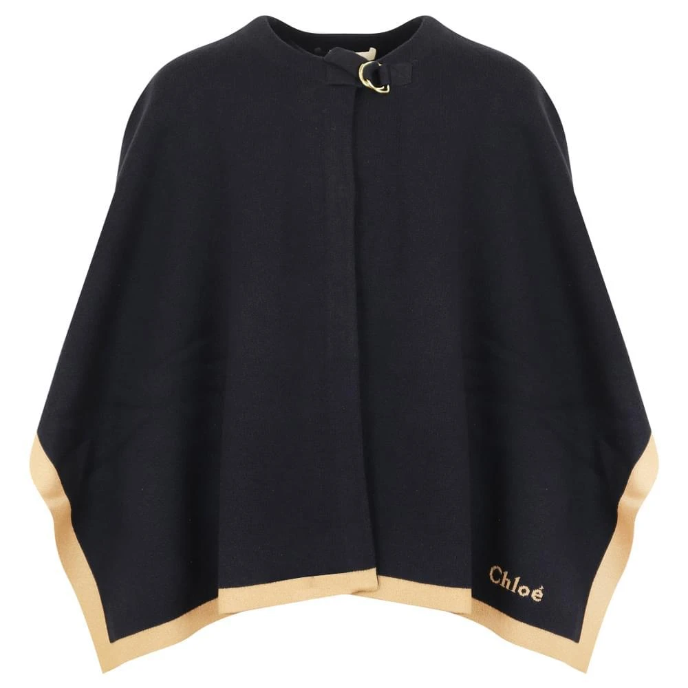 商品Chloé|Navy & Beige Knitted Cape,价格¥987,第1张图片