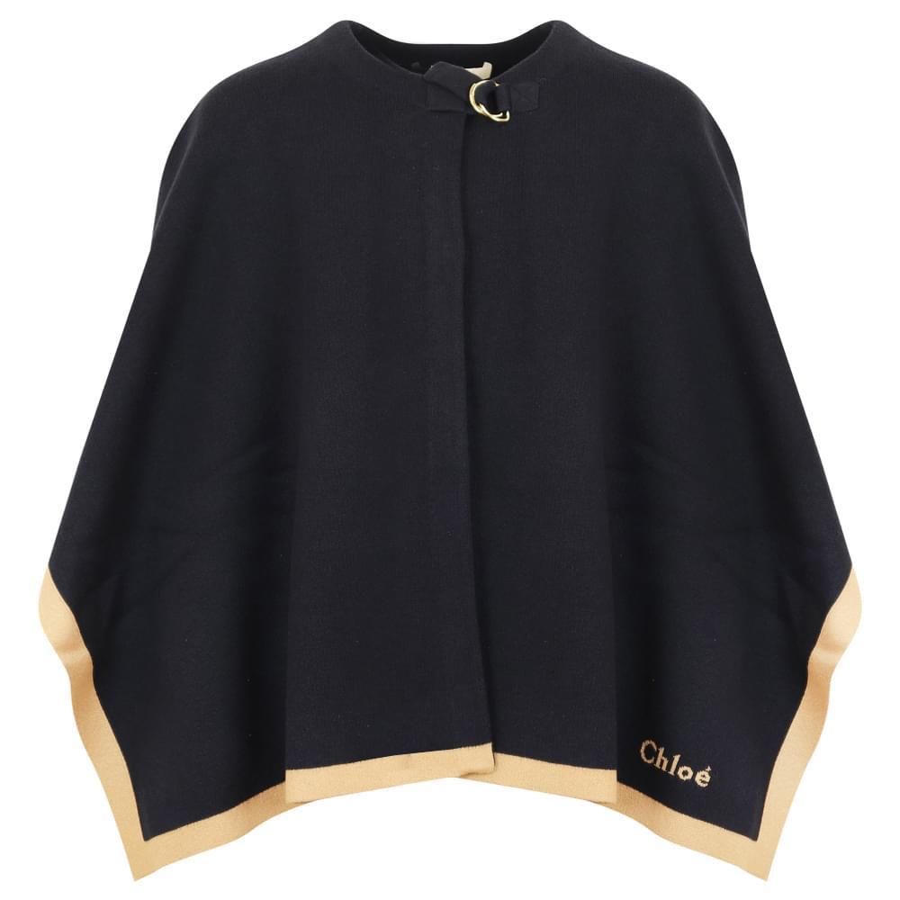 商品Chloé|Navy & Beige Knitted Cape,价格¥1104,第1张图片