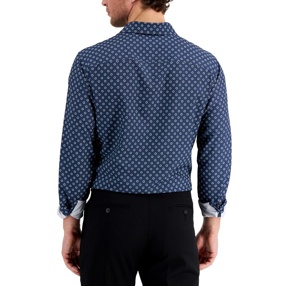 Men's Slim Fit 4-Way Stretch Geo-Print Dress Shirt, Created for Macy's商品第2张图片规格展示