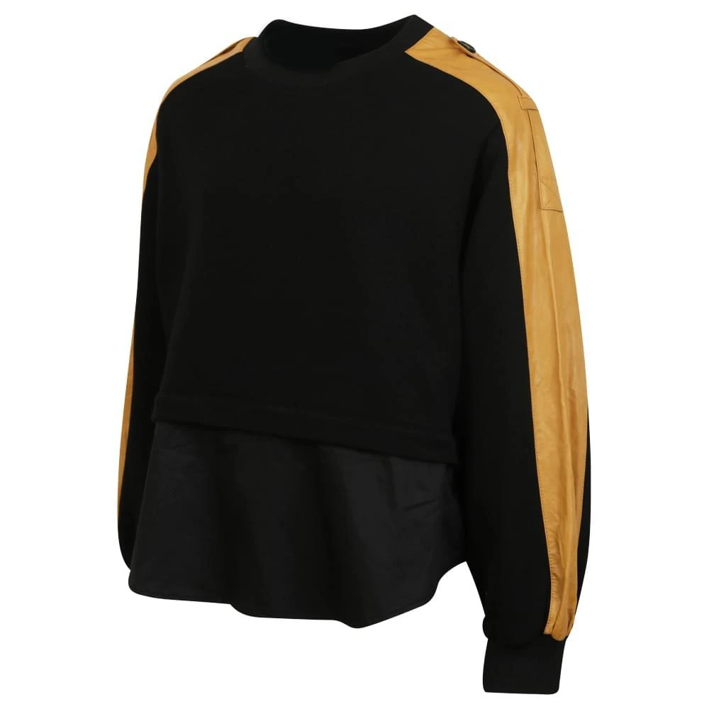 商品Fun & Fun|Black & Tan Leather Sweatshirt,价格¥148,第2张图片详细描述