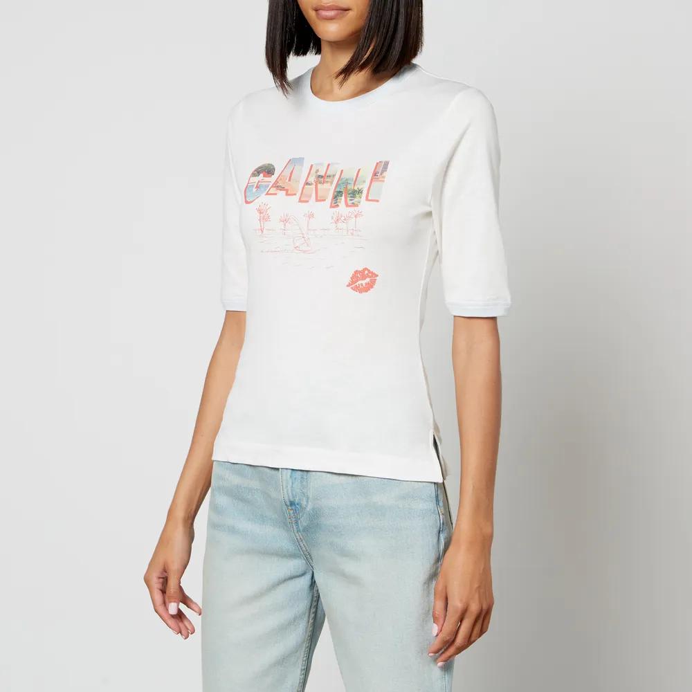 Ganni Printed Organic Cotton-Jersey T-Shirt商品第1张图片规格展示