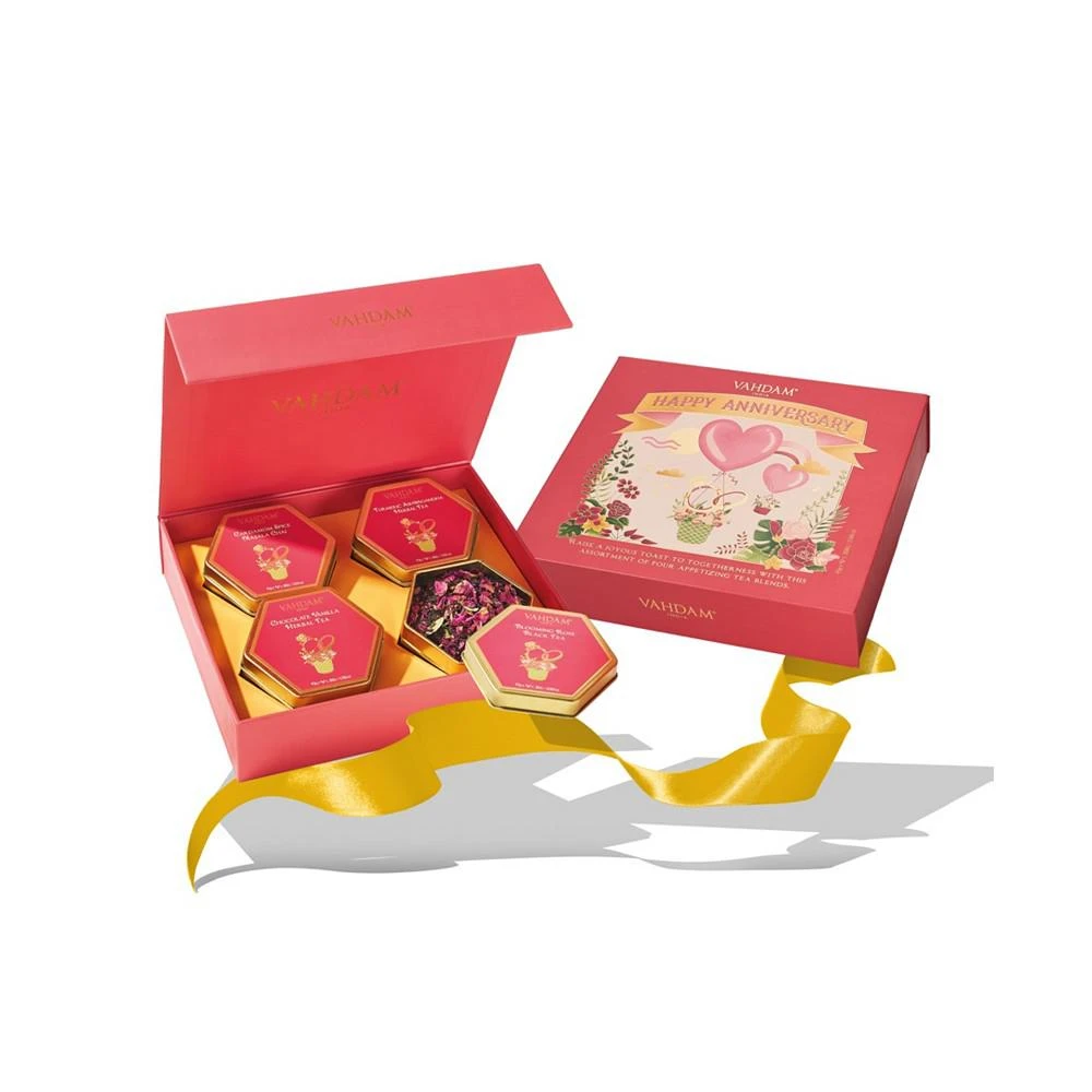 商品Vahdam Teas|Happy Anniversary Assorted Loose Leaf Tea Gift Set, 4 Piece,价格¥299,第1张图片