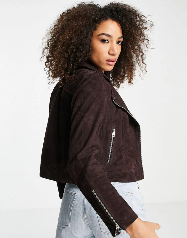 商品ALL SAINTS|AllSaints Caden suede biker jacket in brown,价格¥1678,第2张图片详细描述