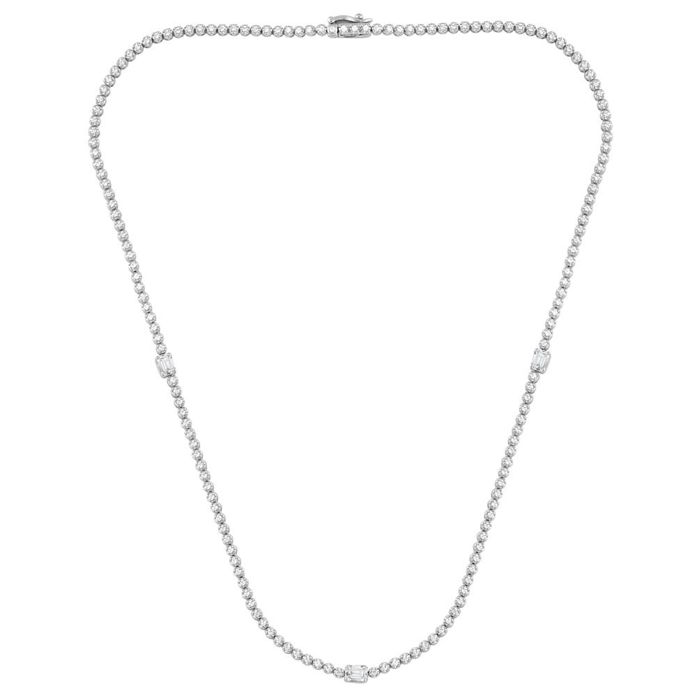 Lab Grown Diamond Round- & Emerald-Cut 17" Collar Necklace (3 ct. t.w.) in 14k White Gold商品第3张图片规格展示