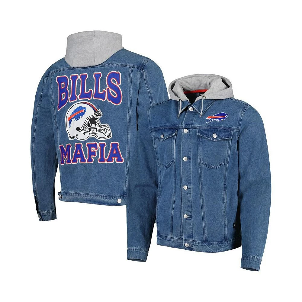 商品The Wild Collective|Men's Buffalo Bills Hooded Full-Button Denim Jacket,价格¥975,第1张图片