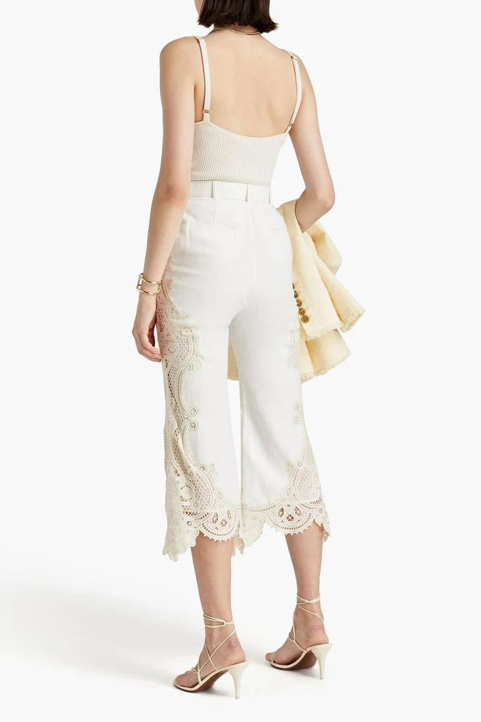 商品Zimmermann|Crocheted-lace paneled linen kick-flare pants,价格¥1570,第3张图片详细描述