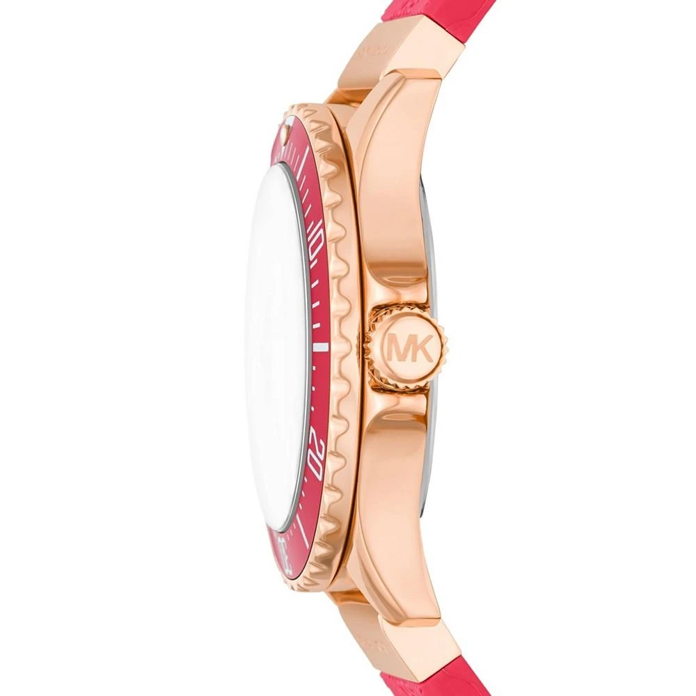 商品Michael Kors|Women's Everest Quartz Three-Hand Geranium Pink Silicone Watch 43mm,价格¥1219,第2张图片详细描述