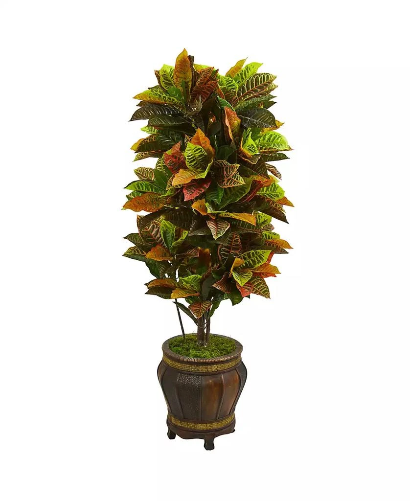 商品NEARLY NATURAL|5.5' Croton Artificial Plant in Decorative Planter - Real Touch,价格¥2485,第1张图片