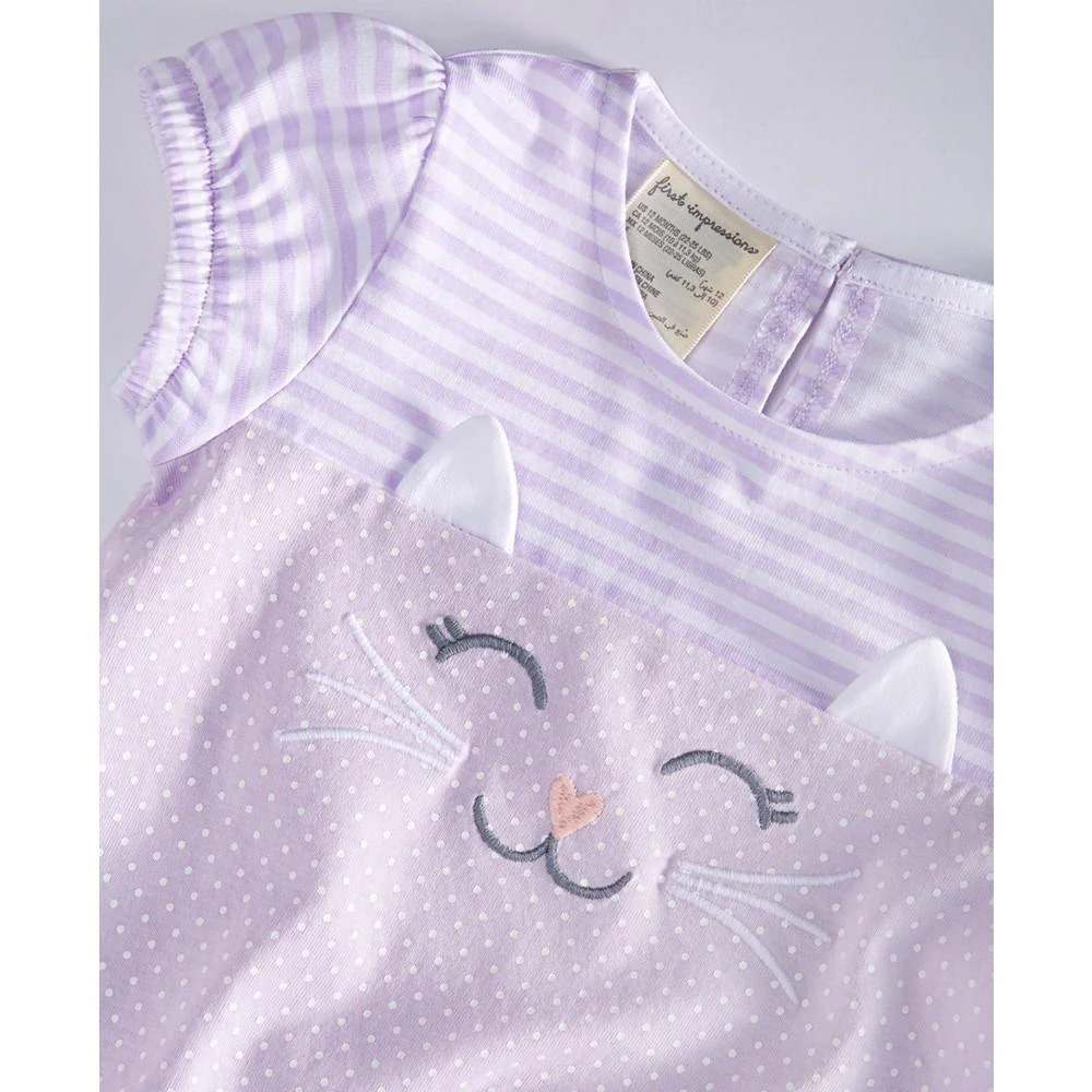 商品First Impressions|Baby Meow Embroidered Cotton Sunsuit, Created for Macy's,价格¥56,第3张图片详细描述