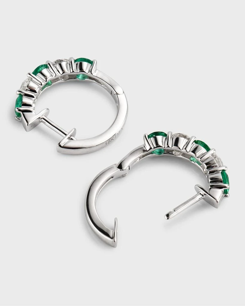 商品David Kord|18K White Gold Earrings with 3.3mm Alternating Diamonds and Emeralds,价格¥22775,第4张图片详细描述