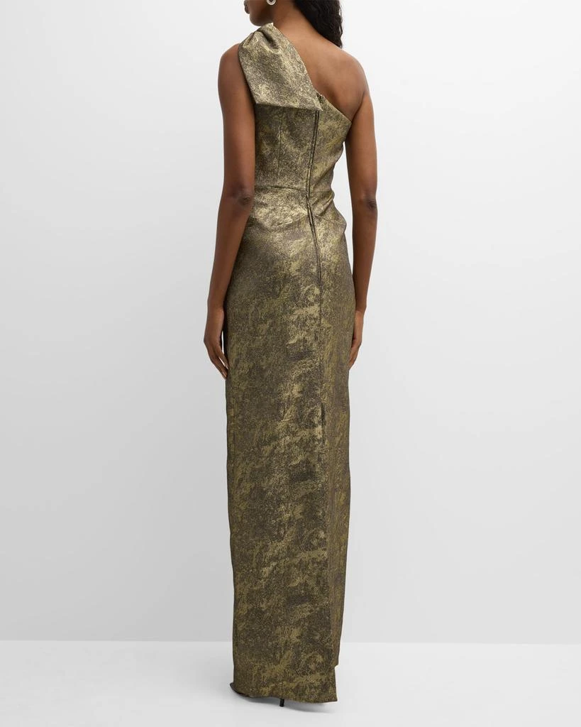 商品Teri Jon|Pleated One-Shoulder Metallic Jacquard Gown,价格¥3368,第3张图片详细描述