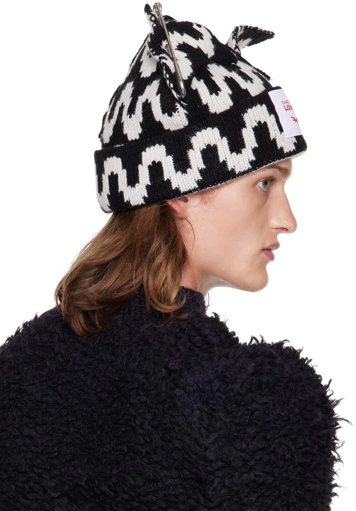 商品Charles Jeffrey Loverboy|SSENSE Exclusive Black Chunky Punk Ears Beanie,价格¥960,第3张图片详细描述