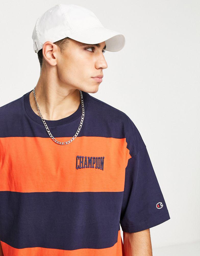 Champion oversized stripe t-shirt in navy商品第1张图片规格展示