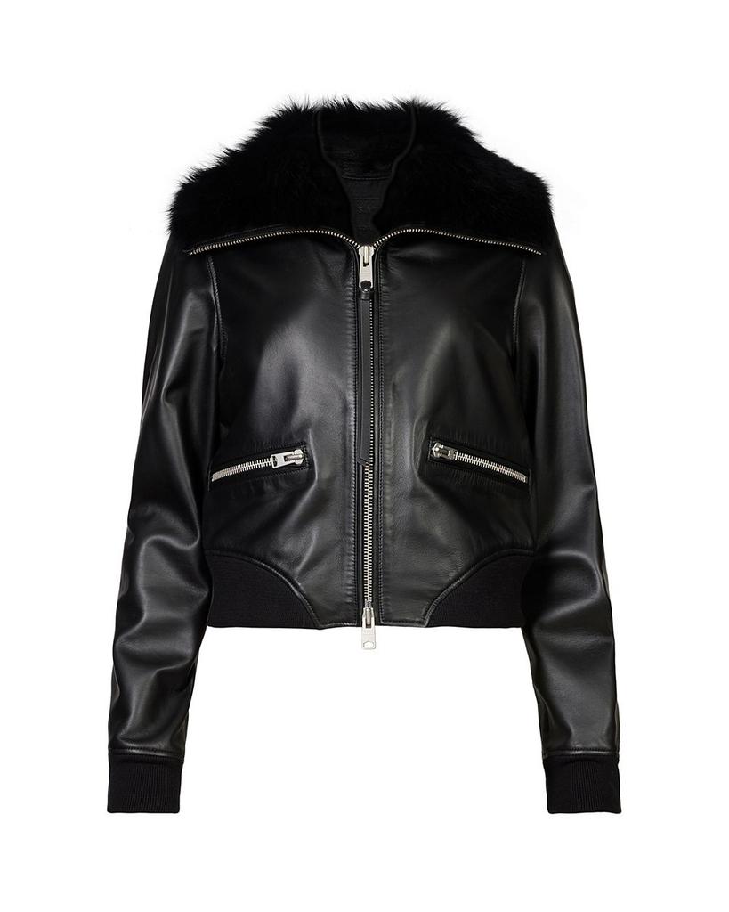 Wisley Shearling Trim Leather Jacket商品第9张图片规格展示