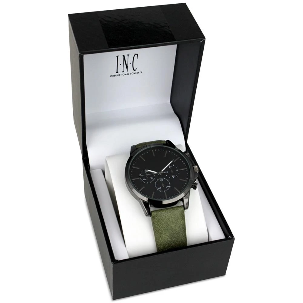 商品INC International|Men's Green Faux-Leather Strap Watch 42mm, Created for Macy's,价格¥282,第4张图片详细描述