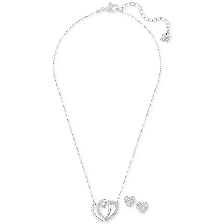 商品Swarovski|Silver-Tone Pavé Entwined Heart Pendant Necklace & Stud Earrings Set,价格¥1115,第4张图片详细描述