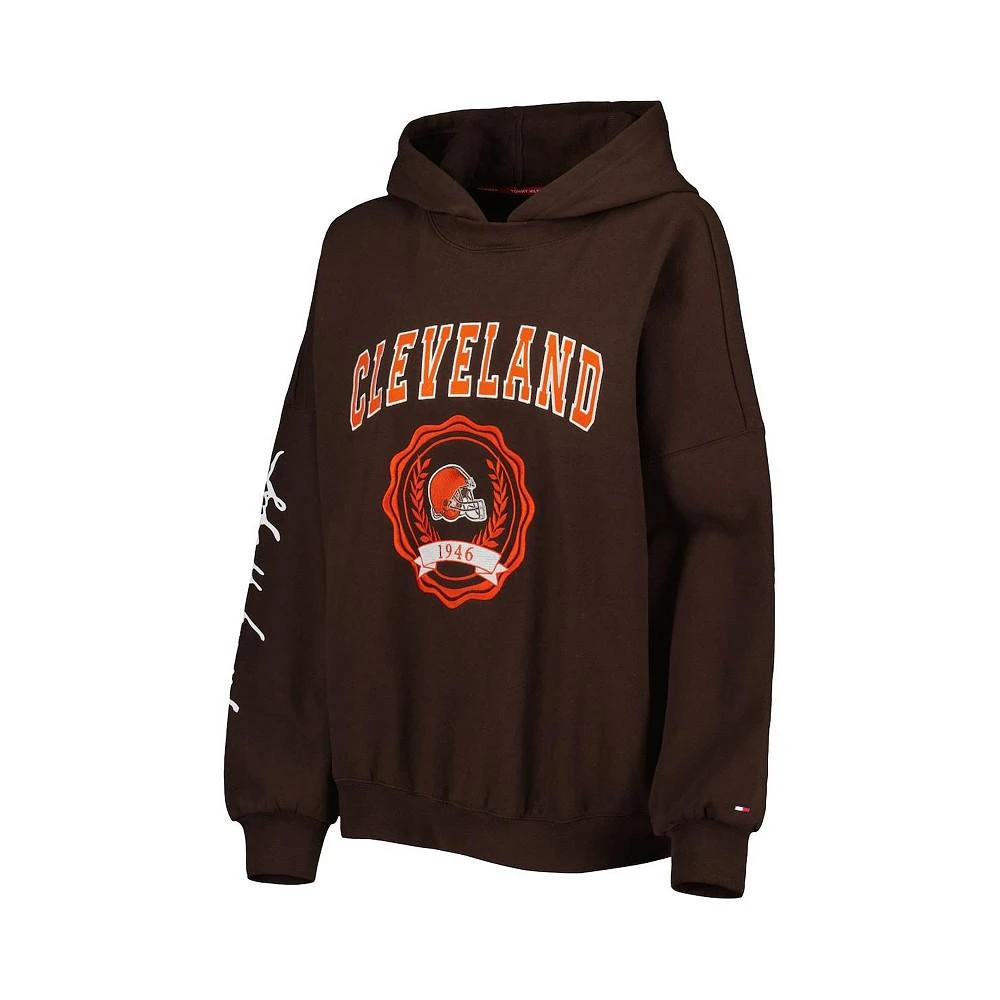 商品Tommy Hilfiger|Women's Brown Cleveland Browns Becca Drop Shoulder Pullover Hoodie,价格¥505,第4张图片详细描述