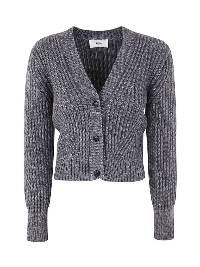 Ami Alexandre Mattiussi Women's  Grey Other Materials Cardigan商品第1张图片规格展示