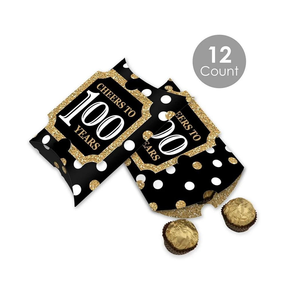 商品Big Dot of Happiness|Adult 100th Birthday - Gold - Favor Gift Boxes - Birthday Party Large Pillow Boxes - Set of 12,价格¥127,第2张图片详细描述