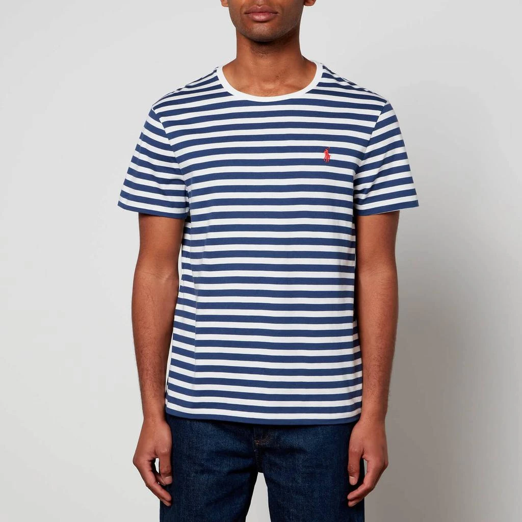 商品Ralph Lauren|Polo Ralph Lauren Men's Custom Slim Fit Jersey Striped T-Shirt - Light Navy/White,价格¥459,第1张图片