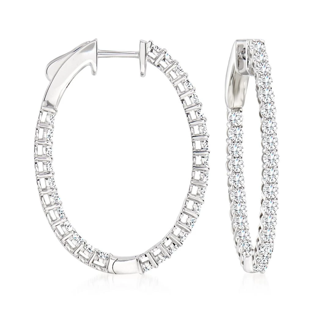 商品Ross-Simons|Ross-Simons Diamond Inside-Outside Hoop Earrings in 14kt White Gold,价格¥35640,第1张图片