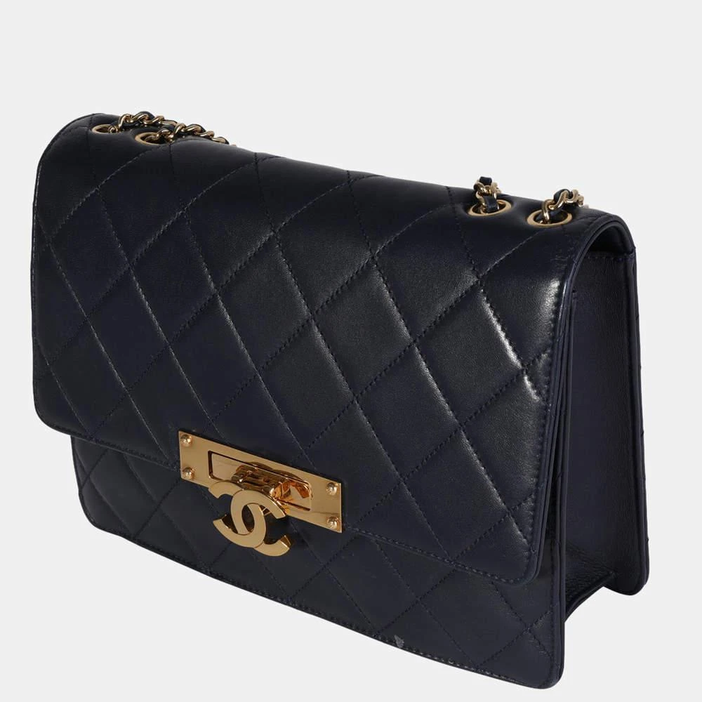 商品[二手商品] Chanel|Chanel Navy Quilted Leather Lambskin Medium Golden Class Flap Shoulder Bag,价格¥33337,第2张图片详细描述
